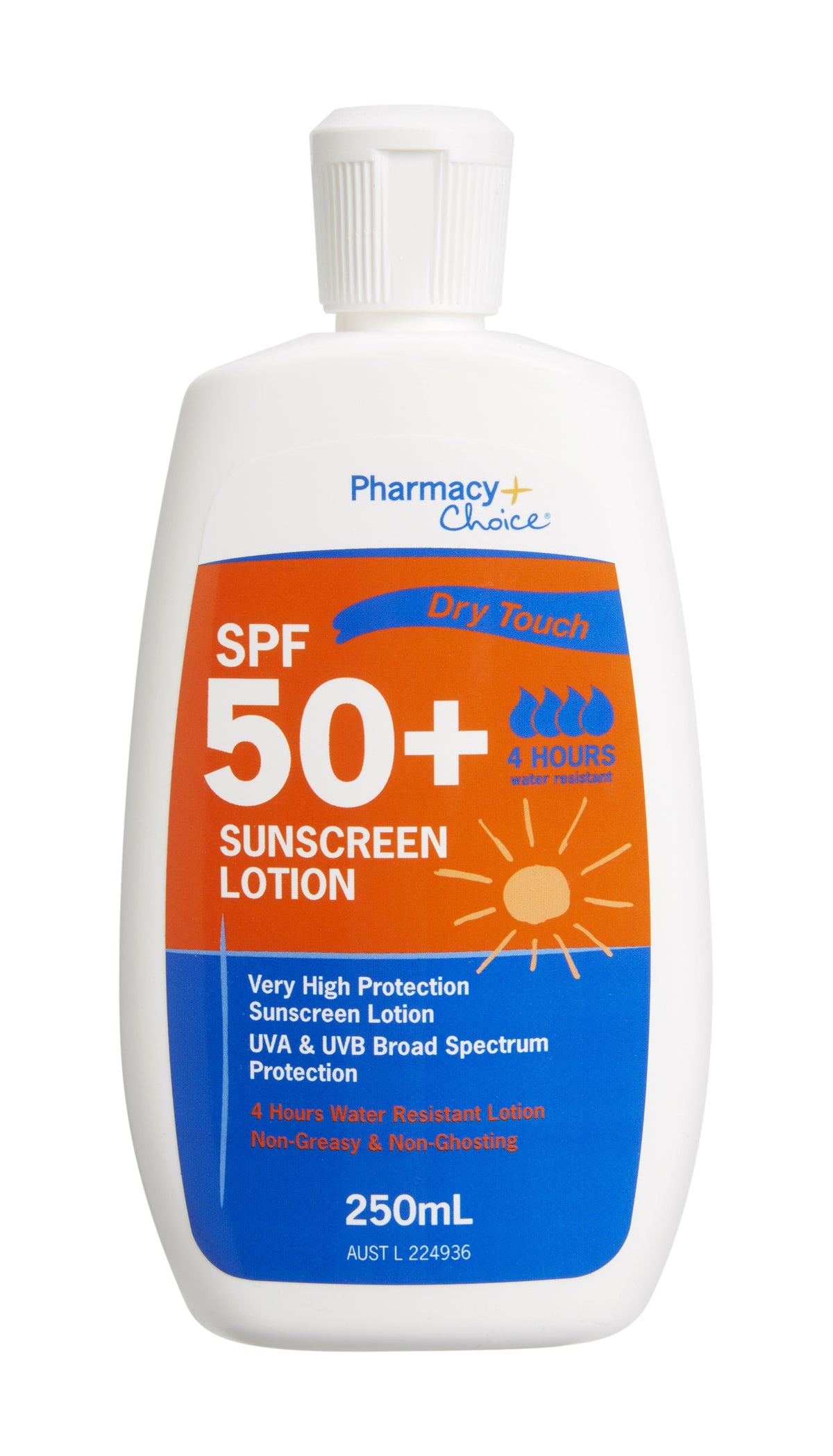 Pharmacy Choice - Sunscreen SPF 50+ 250mL Bottle DRY TOUCH