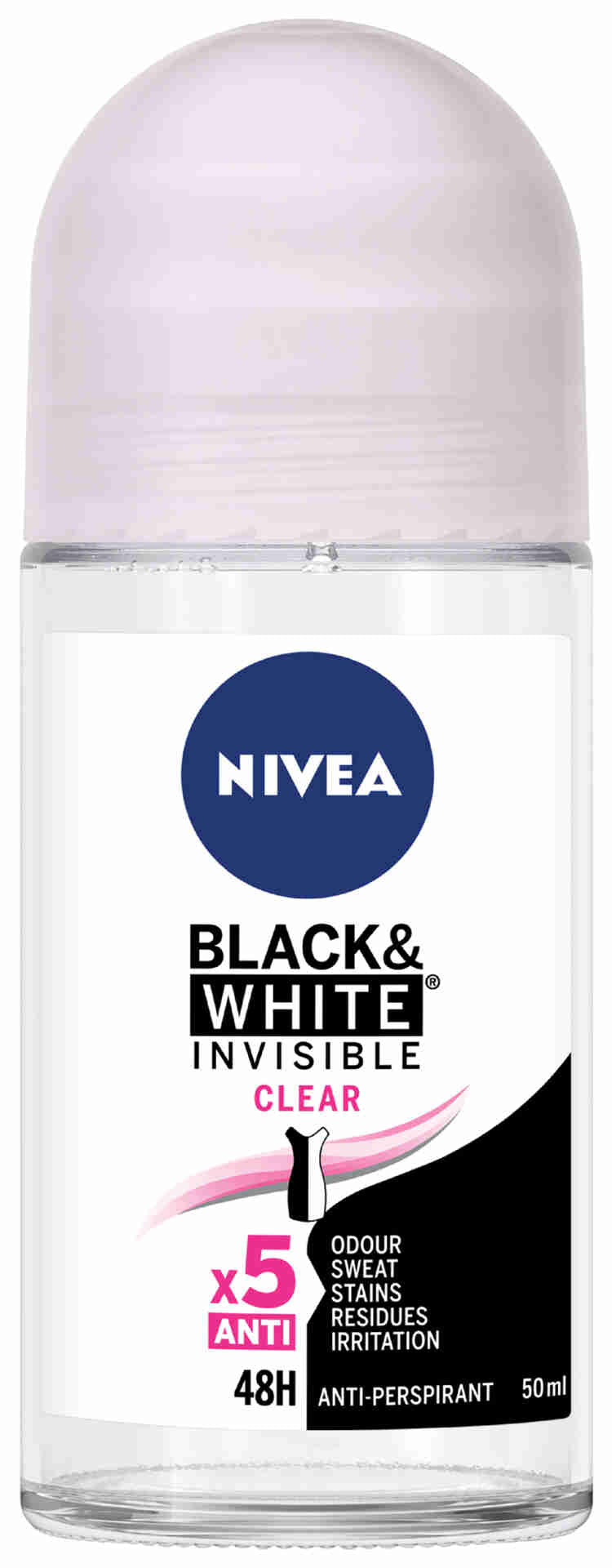 NIVEA Black & White Invisible Clear Anti-Perspirant Roll-On 50ml