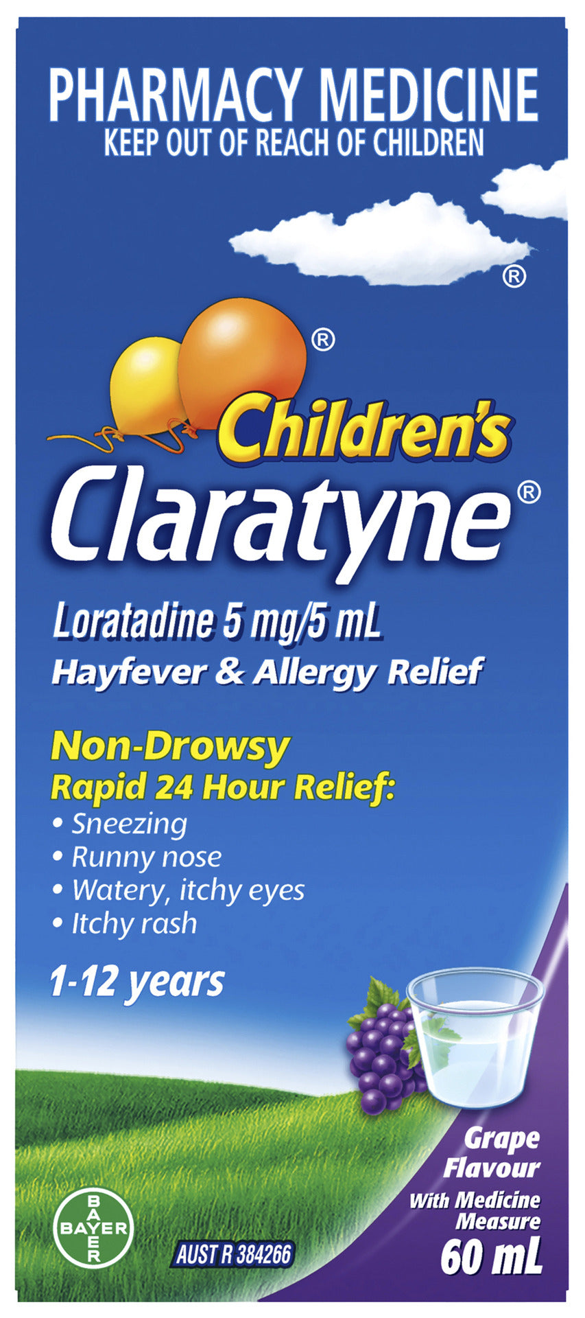 Children's Claratyne Allergy & Hayfever Relief Syrup Grape Flavour 60mL