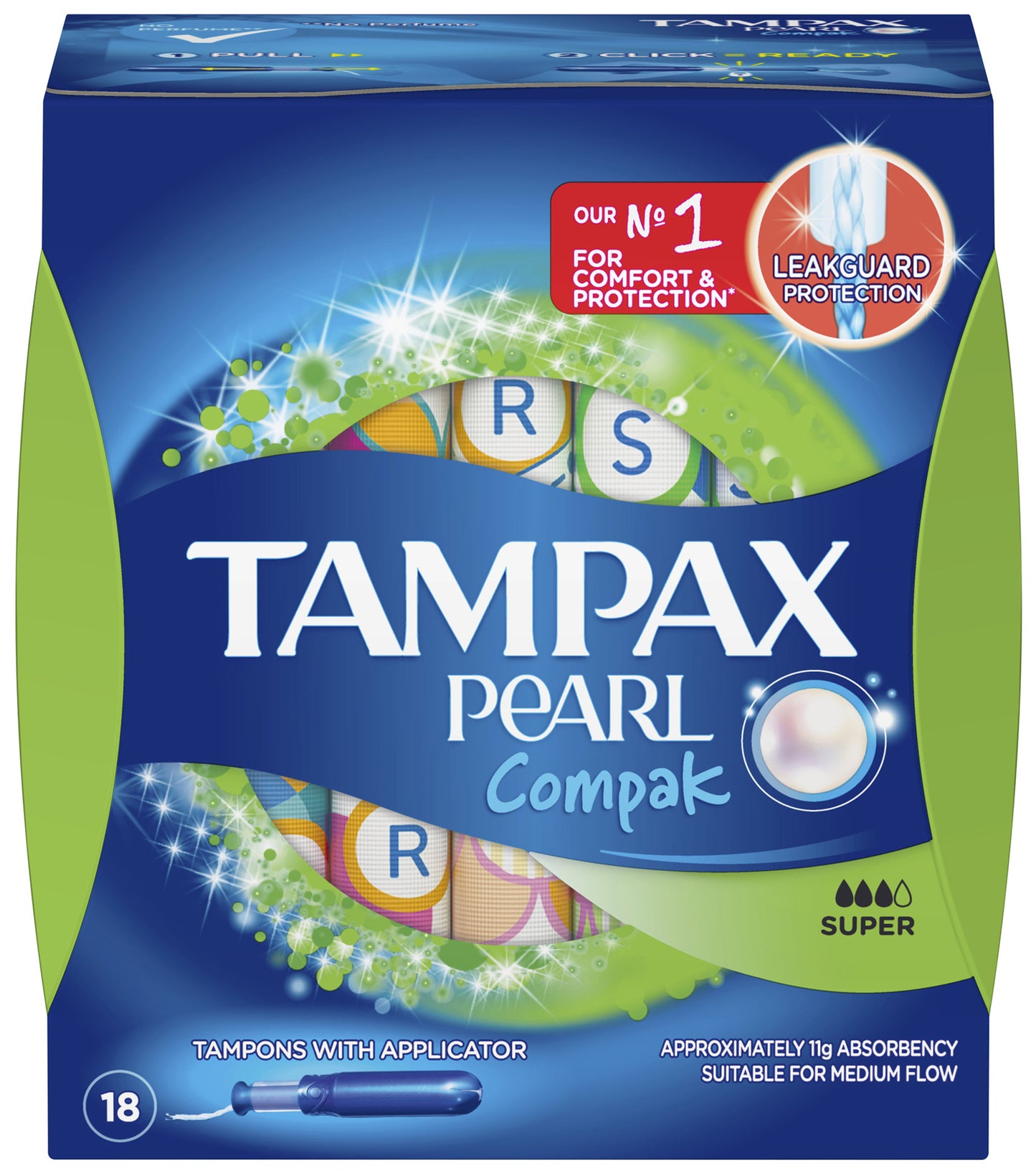 Tampax Pearl Compak Regular Tampons with Applicator 18 Pack