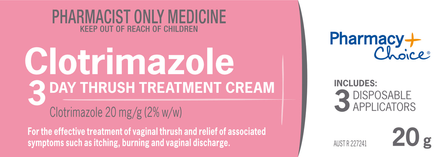 Pharmacy Choice - Clotrimazole Thrush Treatment 3 Day Cream 20g