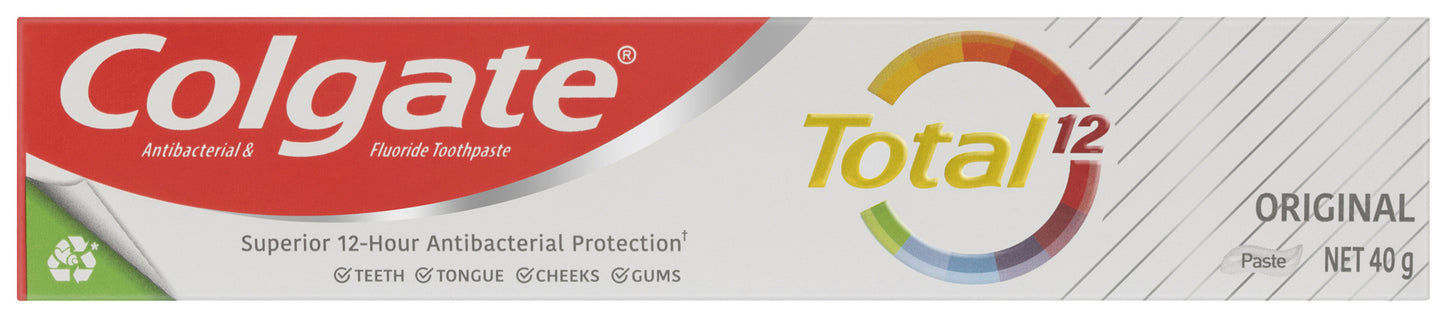 Colgate Total Active Prevention Original Toothpaste, 40g, Travel Size, Whole Mouth Health, Multi