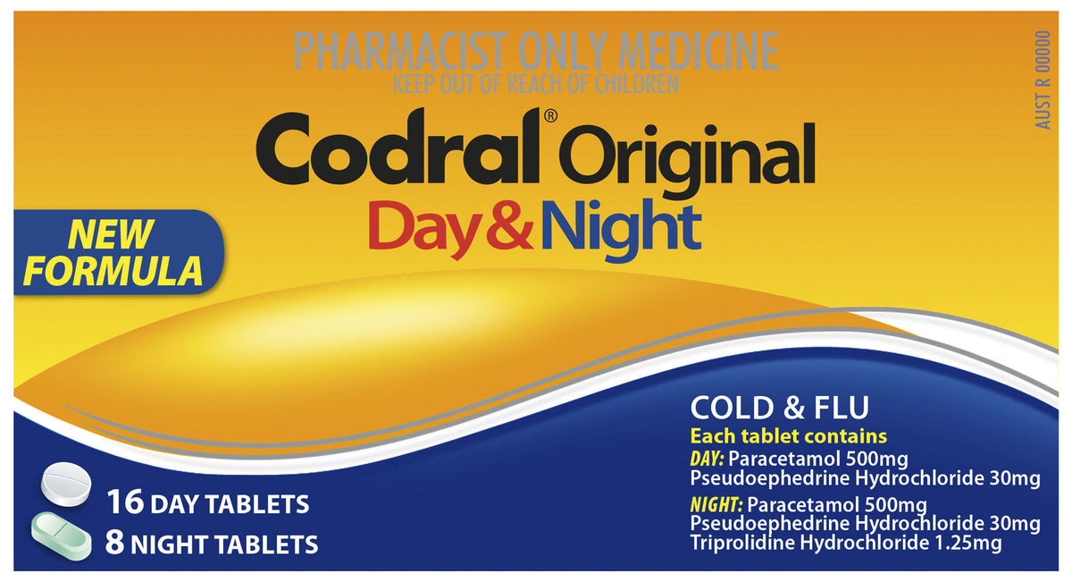 Codral Original Day & Night Tablets 24 Pack NZ PSE C3