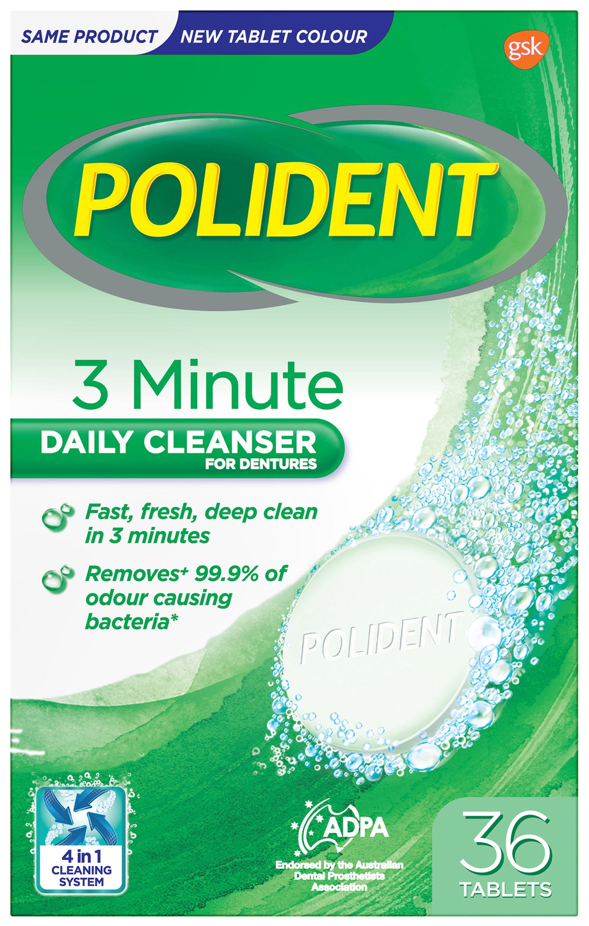 Polident 3 Minute Daily Cleanser for Dentures 36 Tablets