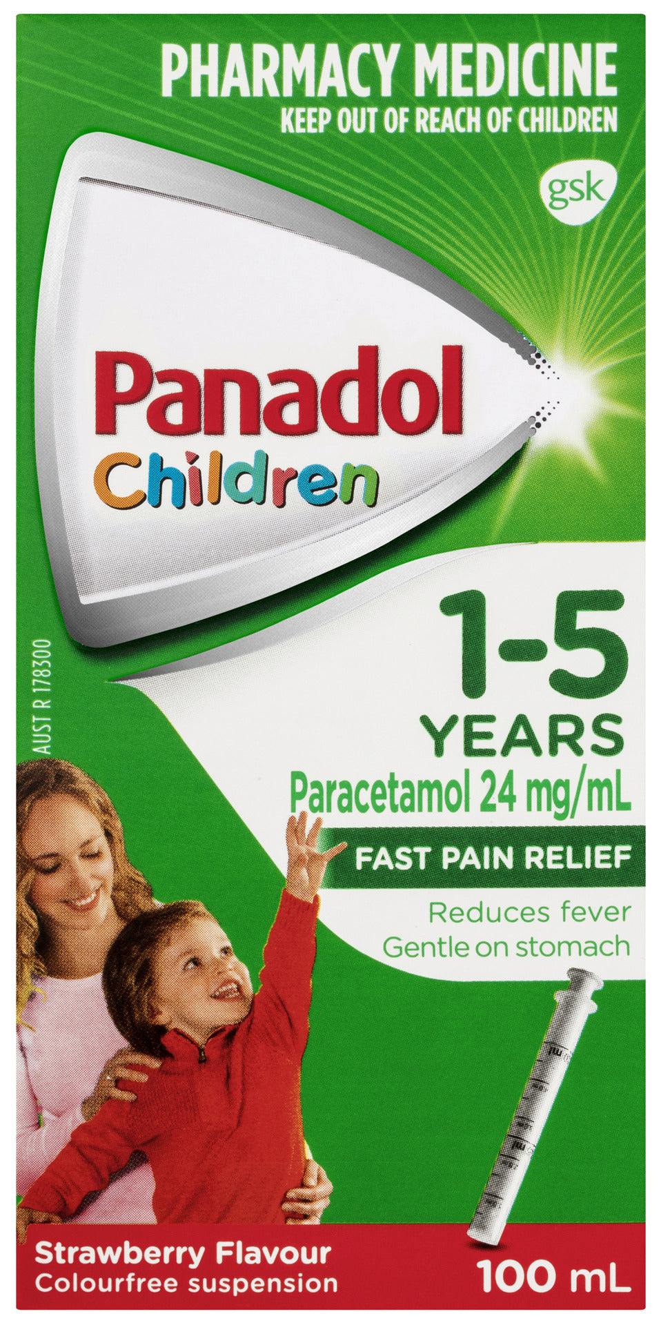Panadol Children 1-5 years Colourfree Suspension, Strawberry Flavour, 100ml