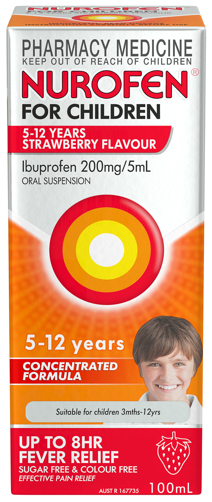 Nurofen For Children 5-12yrs Pain and Fever Relief Concentrated Liquid 200mg/5mL Ibuprofen