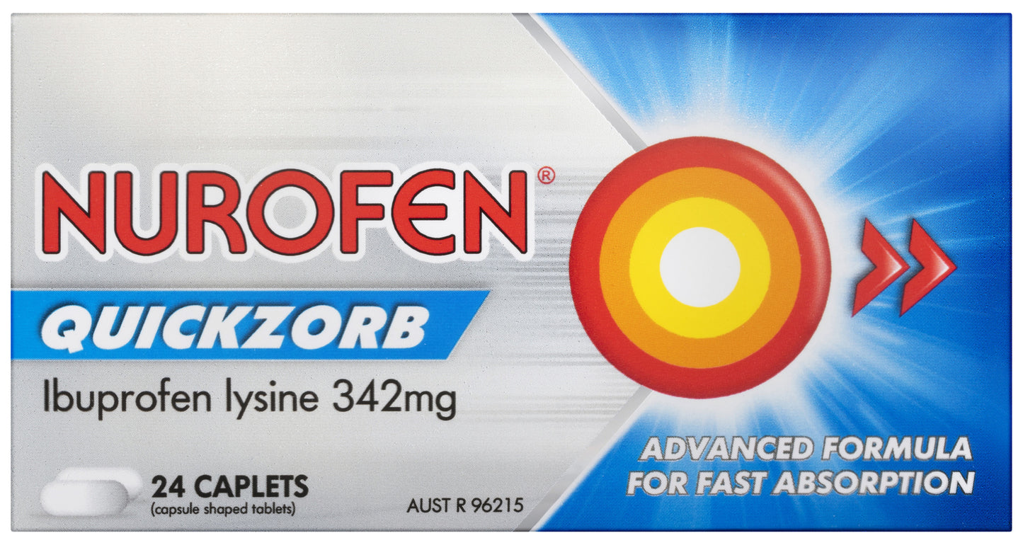 Nurofen Quickzorb Ibuprofen Lysine 342mg 24 Caplets