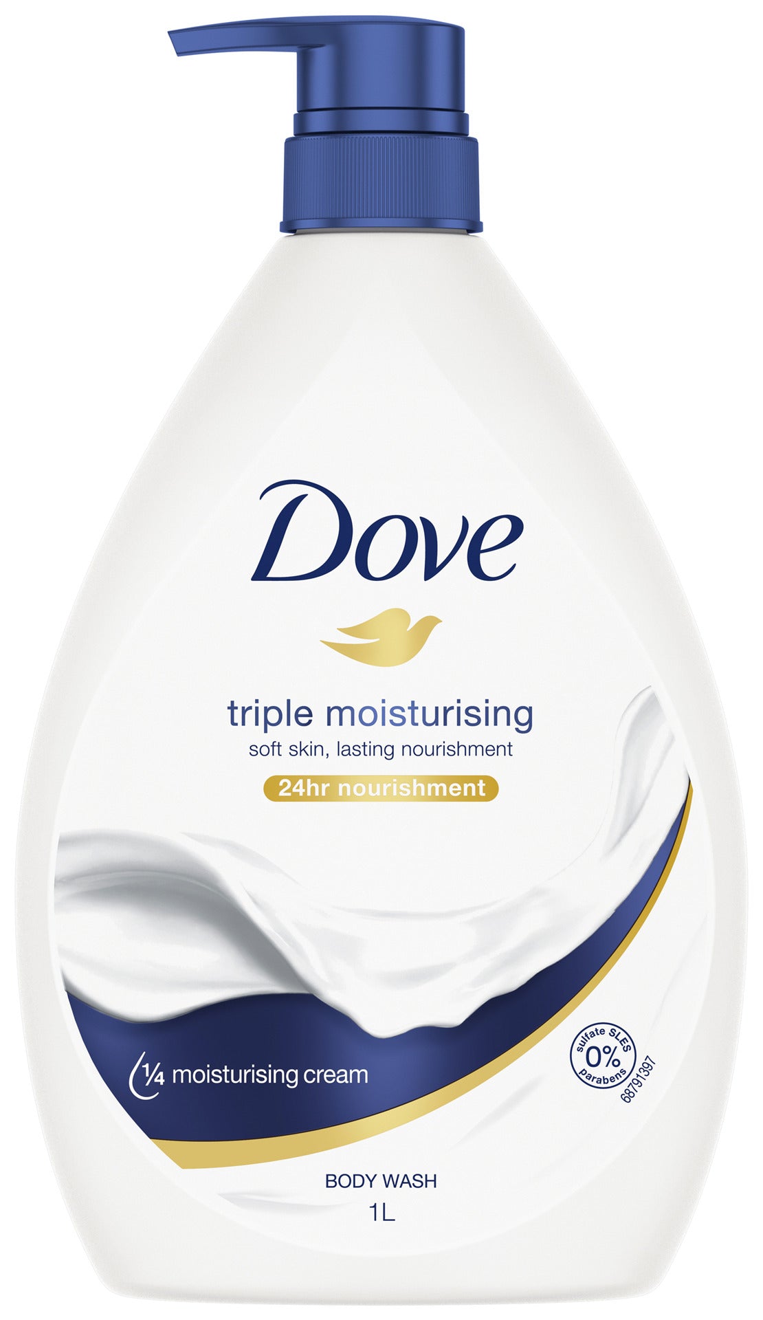 Dove Body Wash Gentle Cleansing for Soft Skin Triple Hydrate Shower Gel with 0% Sulfate SLES 1 L