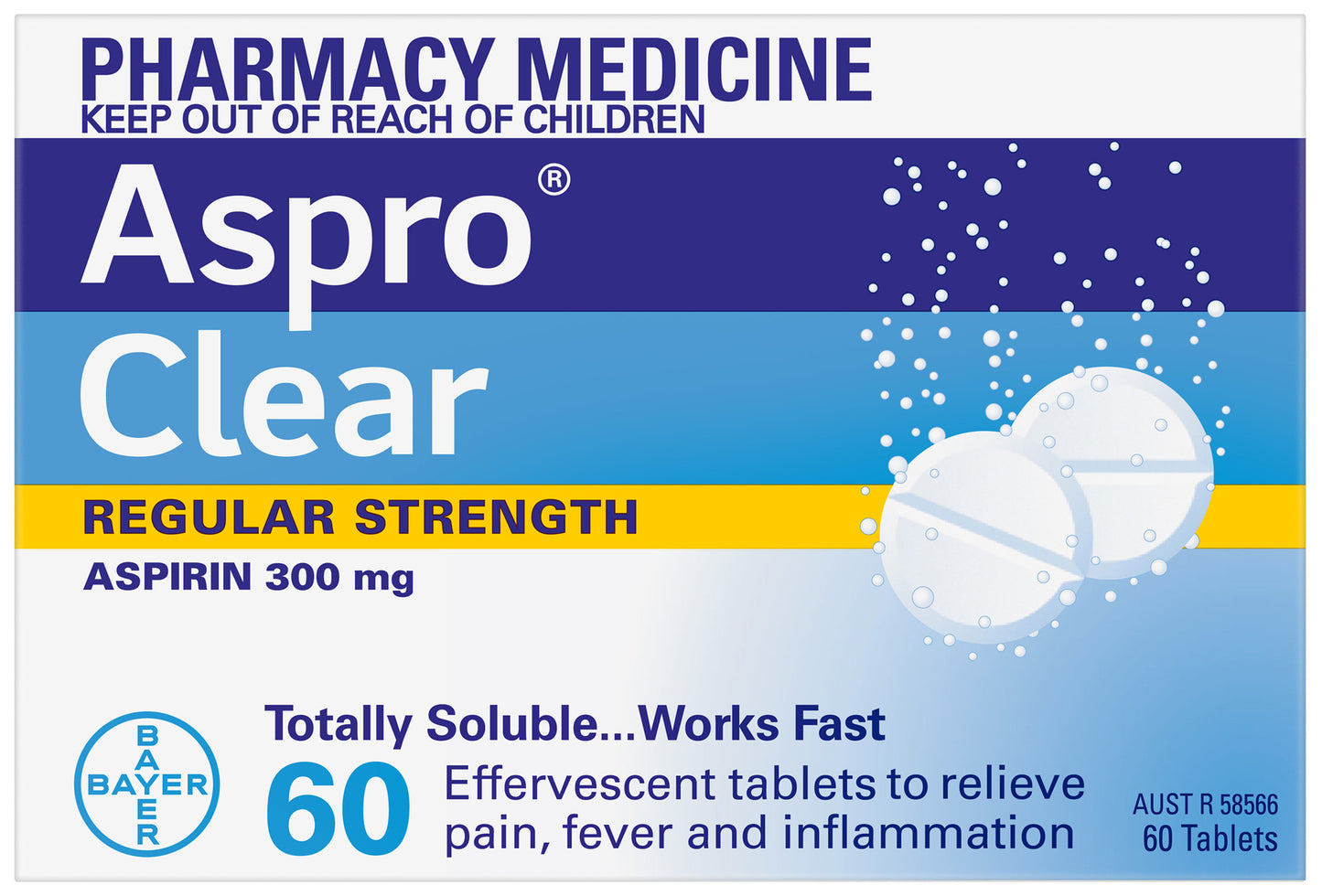 Aspro Clear Pain Relief Aspirin 60 Soluble Tablets