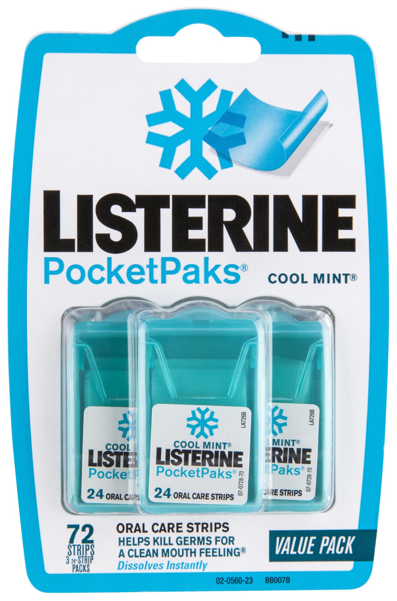 Listerine Pocketpaks Oral Care Strips Cool Mint Value Pack 72