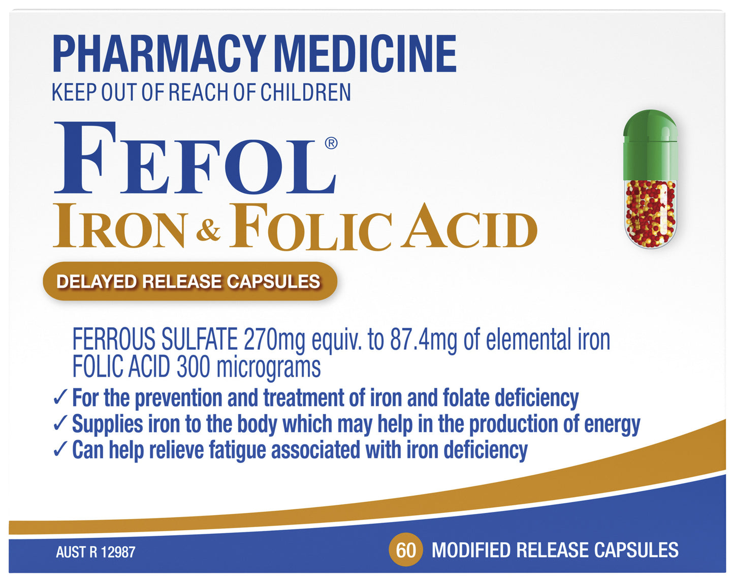FEFOL IRON & FOLIC ACID CAPSULES 60s