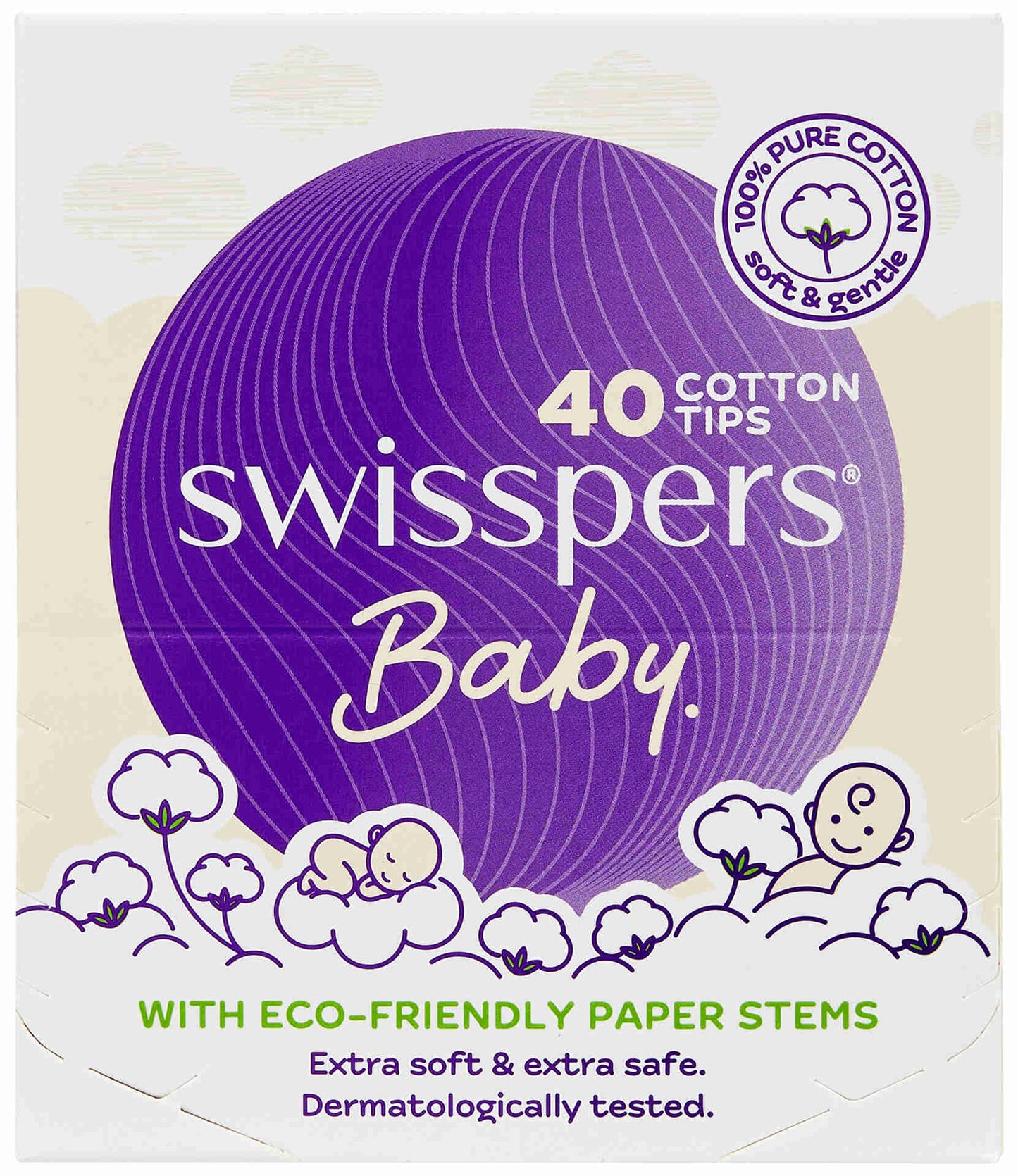 Swisspers Baby Cotton Tips Paper Stems 40 Pack