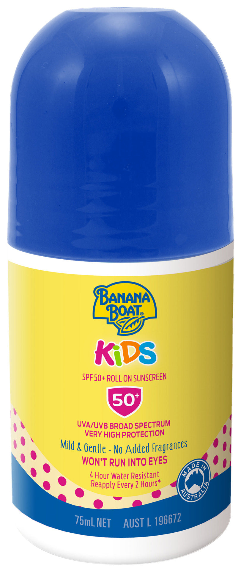 Banana Boat Kids Roll On Sunscreen SPF 50+ 75mL