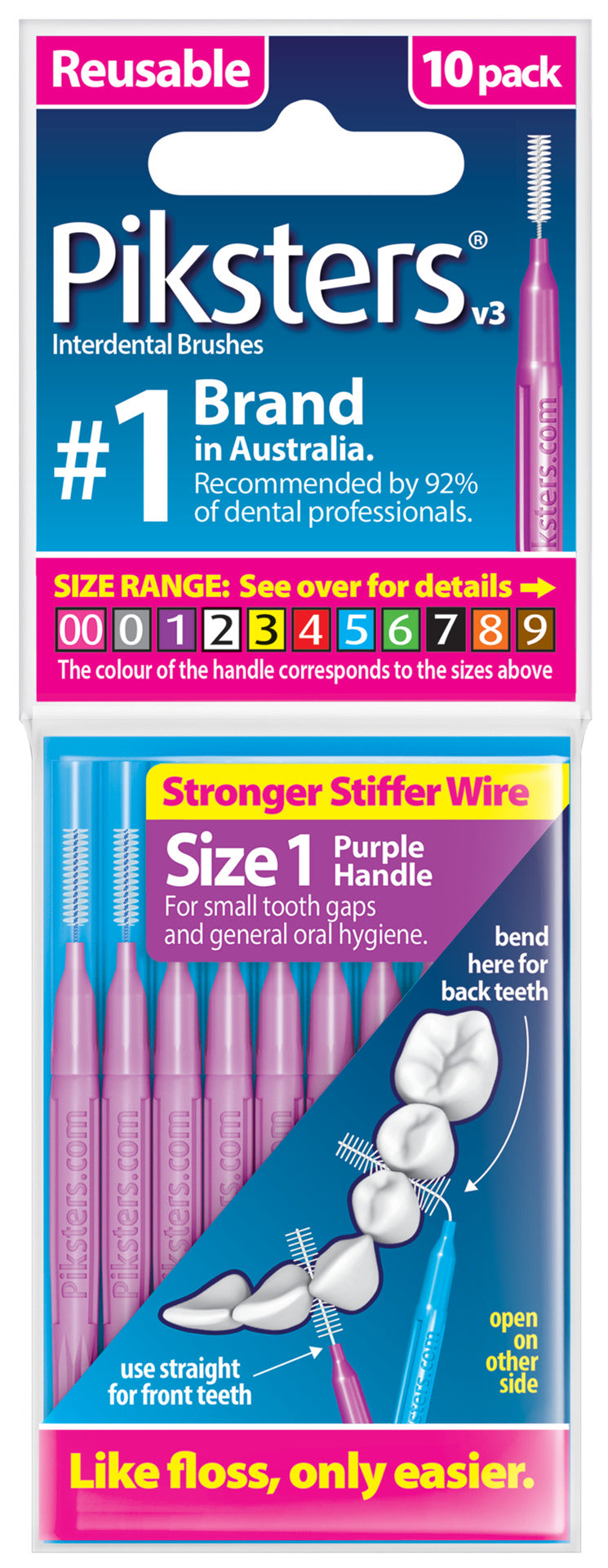Piksters Interdental Brushes Purple Size 1 10pk