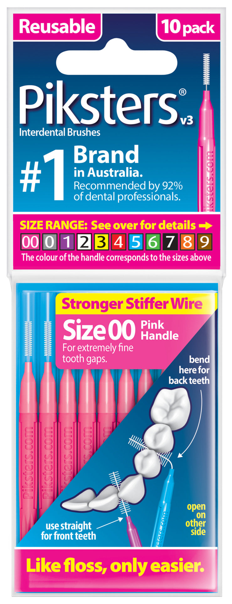 Piksters Interdental Brushes Pink Size 00 10pk