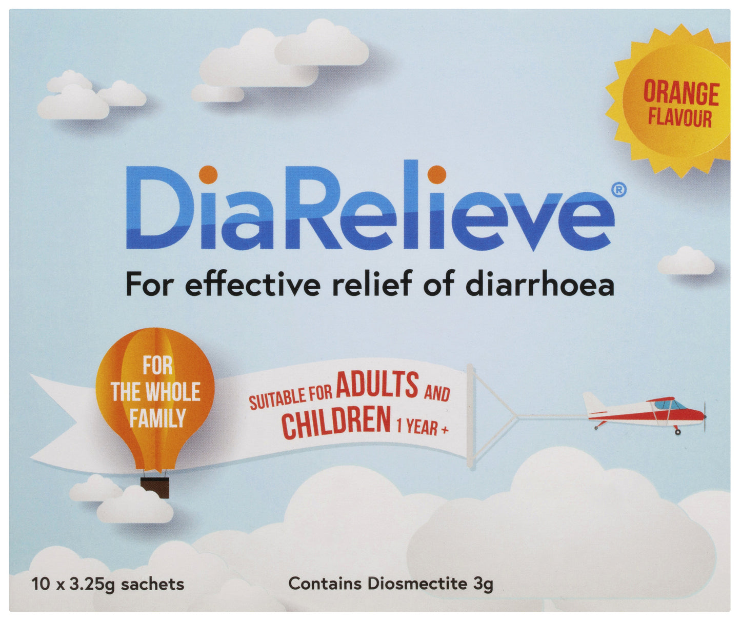 DiaRelieve Orange Flavour 10 Pack x 3.25g
