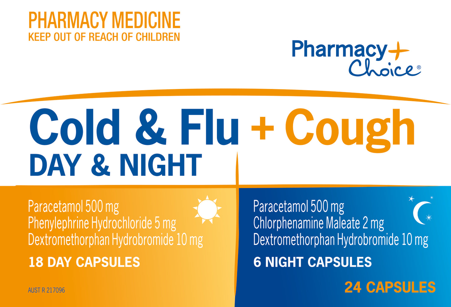 Pharmacy Choice - Cold & Flu + Cough Day & Night PE 24 Capsules