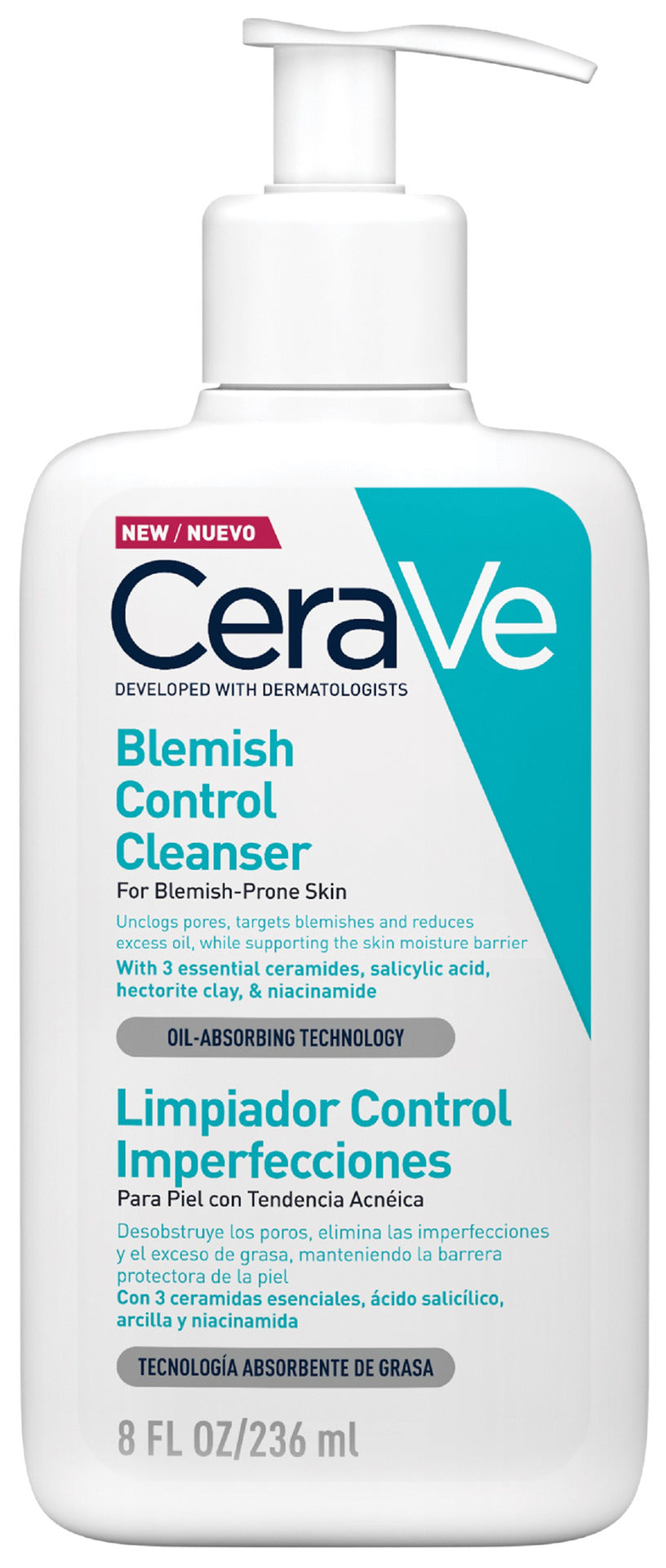 CeraVe Salicylic Acid Blemish Control Cleanser 236ml for Mild Acne-Prone Skin
