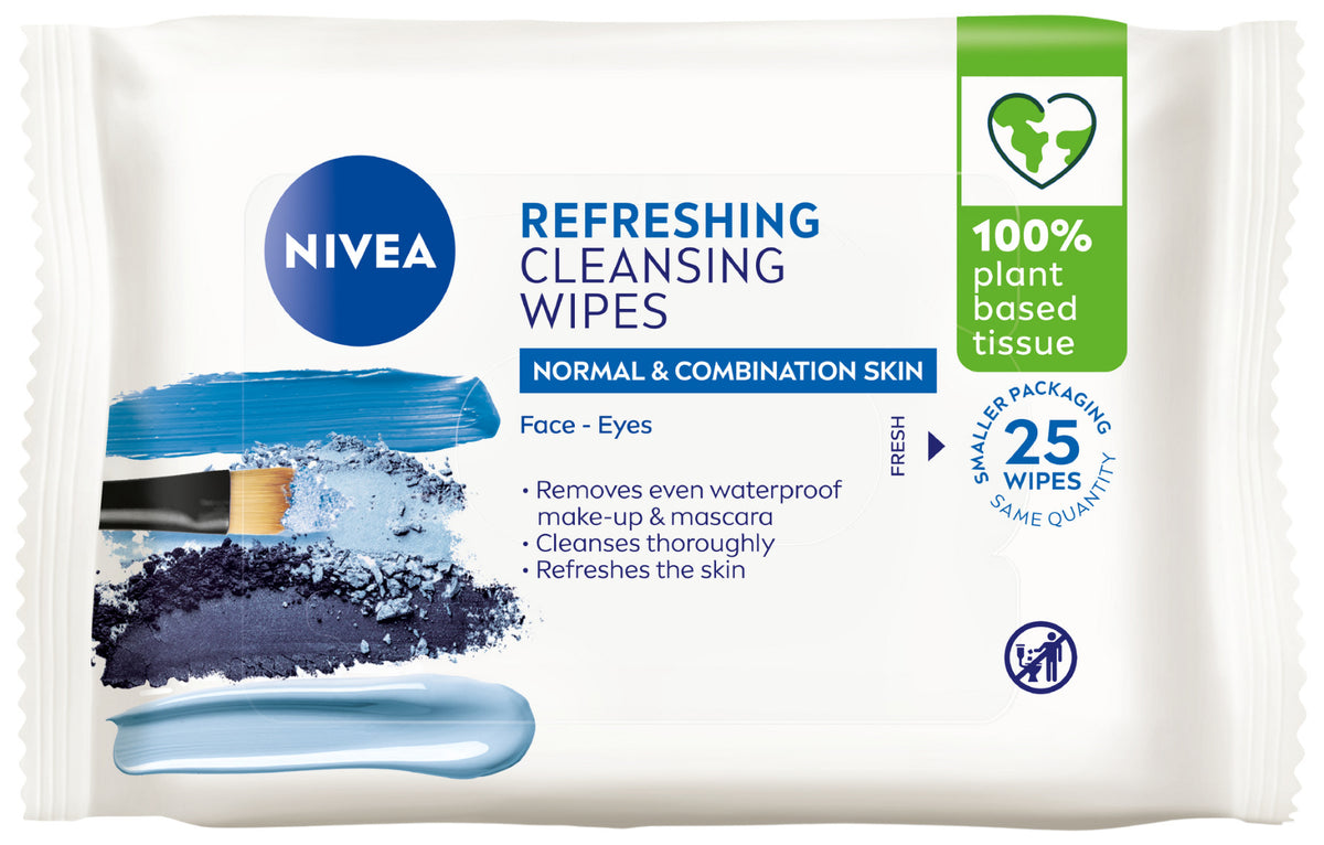NIVEA Refreshing Biodegradable Facial Cleansing Wipes 25pk