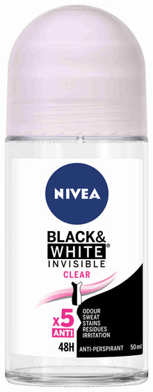 NIVEA Black & White Invisible Clear Anti-Perspirant Roll-On 50ml