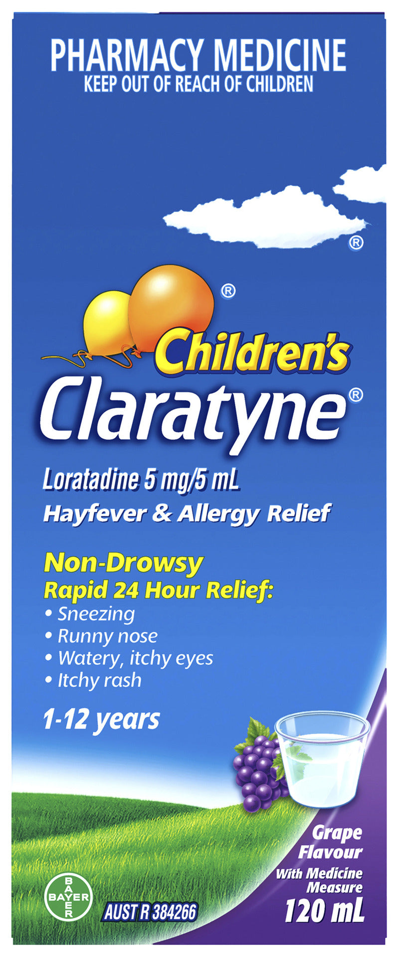 Children's Claratyne Allergy & Hayfever Relief Syrup Grape Flavour 120mL