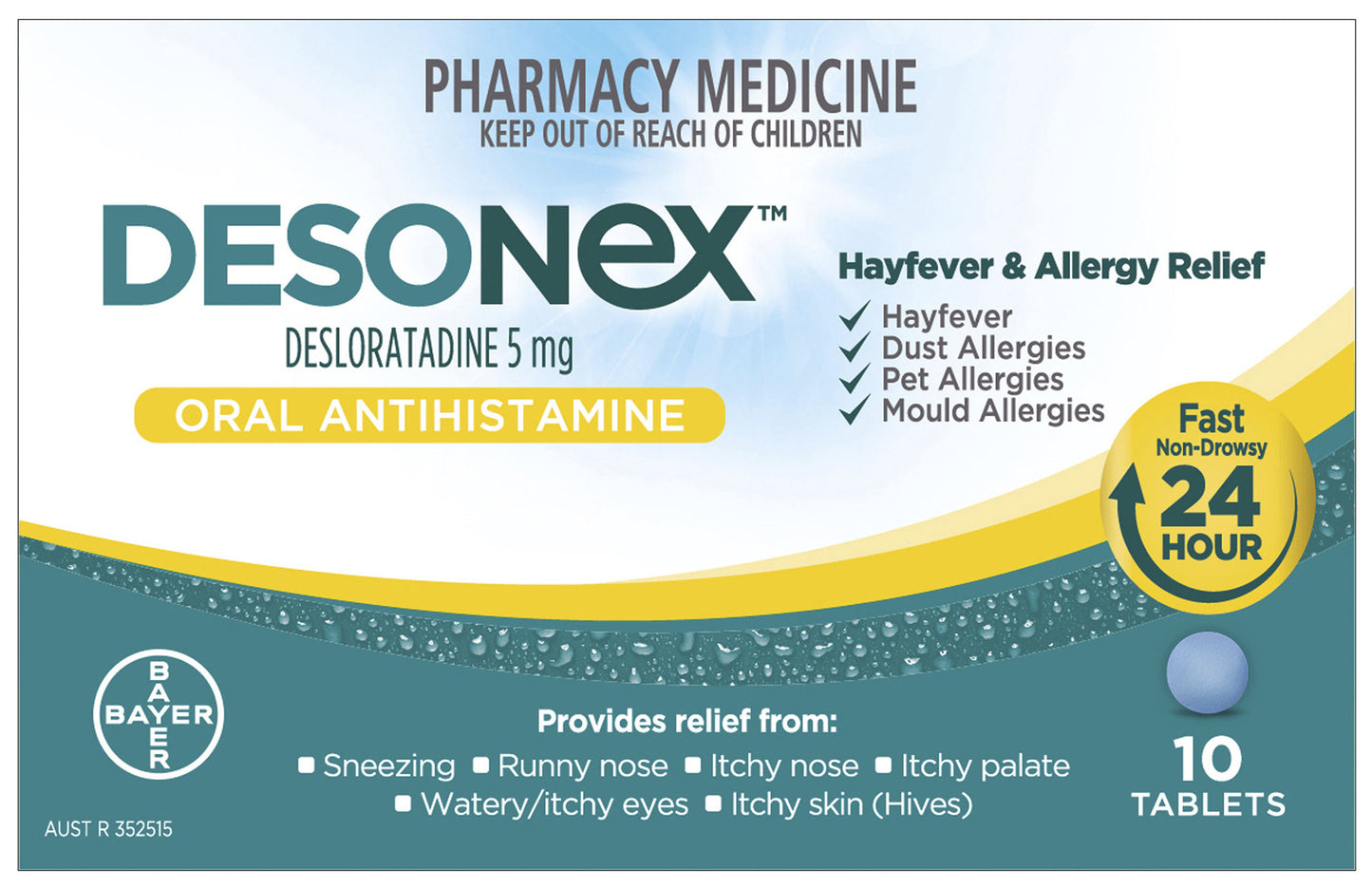 Desonex Antihistamine 24 Hour Non Drowsy Hayfever & Allergy Relief Tablets 10 pack