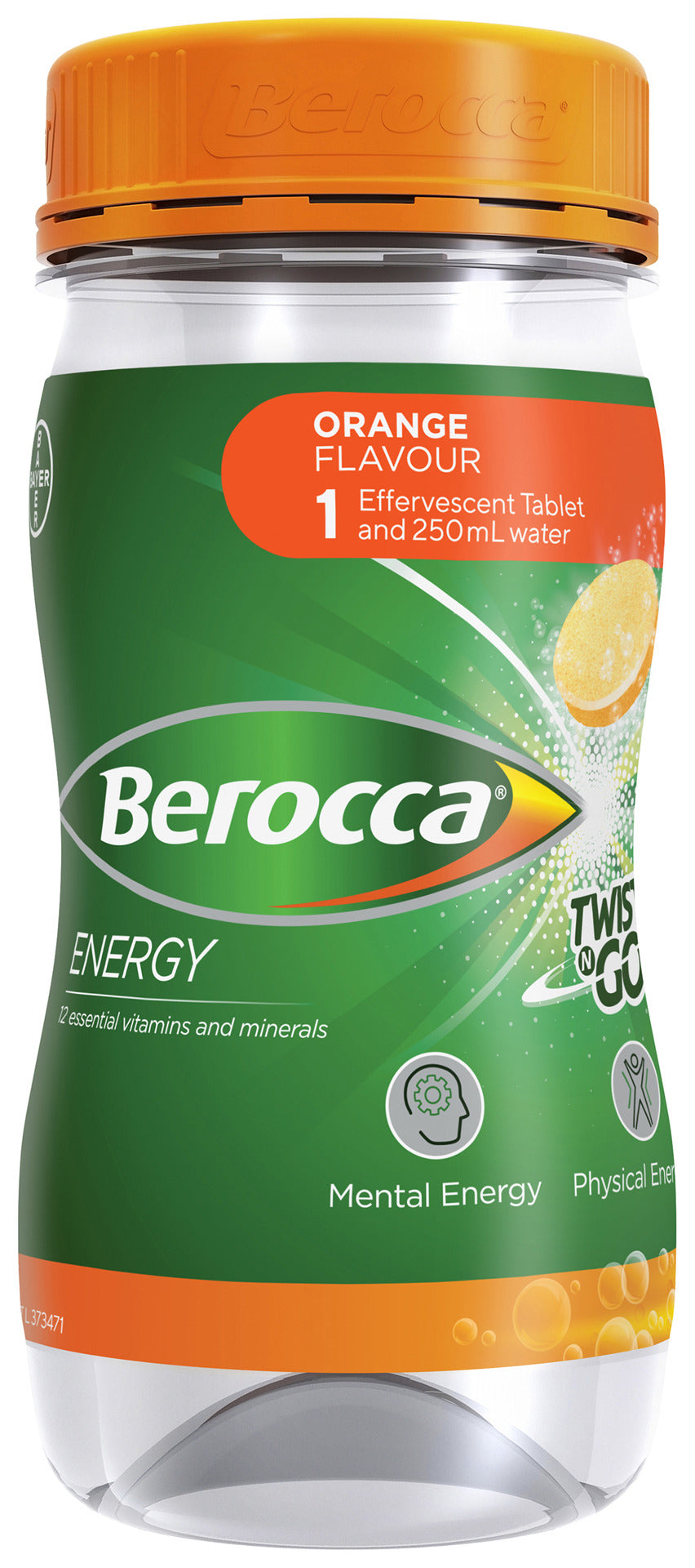 Berocca Energy Vitamin B & C Orange Flavour Twist N Go Energy Drink 250mL