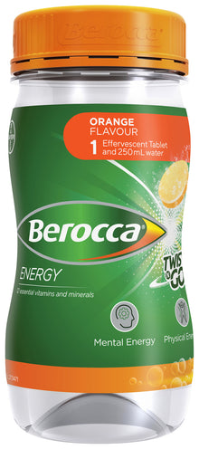 Berocca Energy Vitamin B & C Orange Flavour Twist N Go Energy Drink 250mL