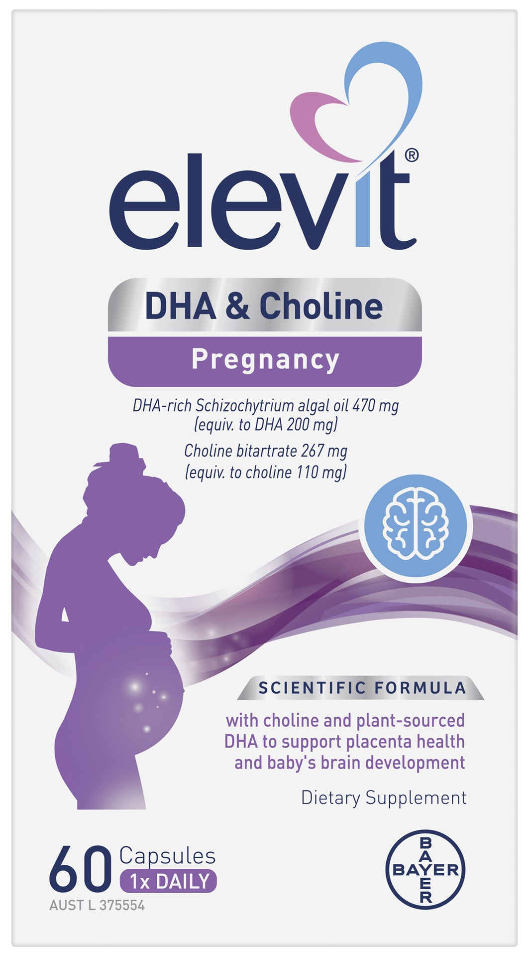 Elevit DHA & Choline Pregnancy capsules 60 pack (60 days)