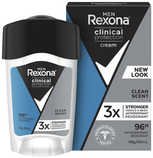 Rexona Men Clinical Protection Antiperspirant deodorant cream Clean Scent for 3x stronger