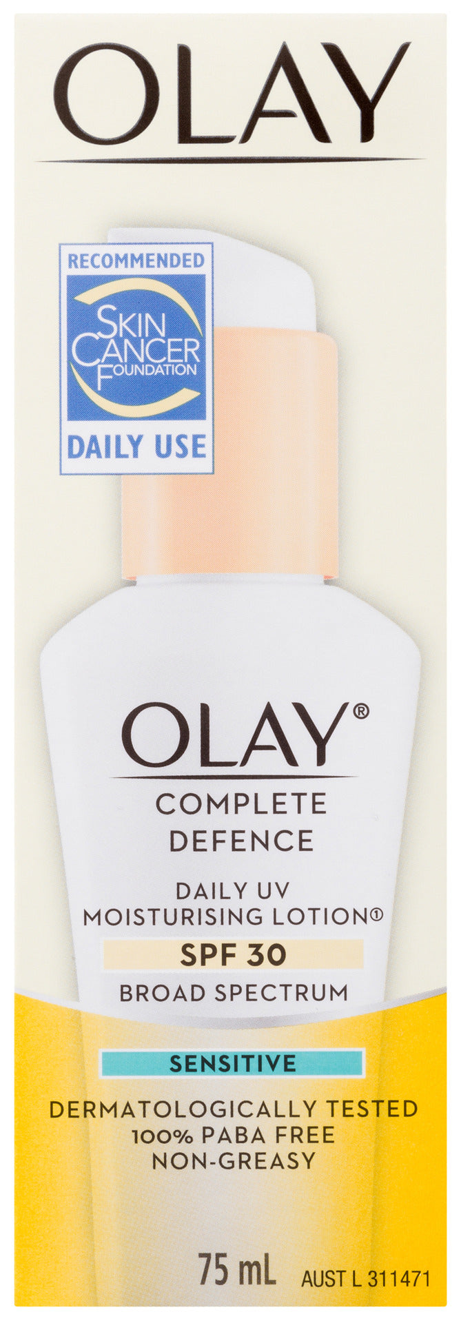 Olay Complete Defence Daily UV Moisturising Lotion Spf 30 Sensitive 75mL