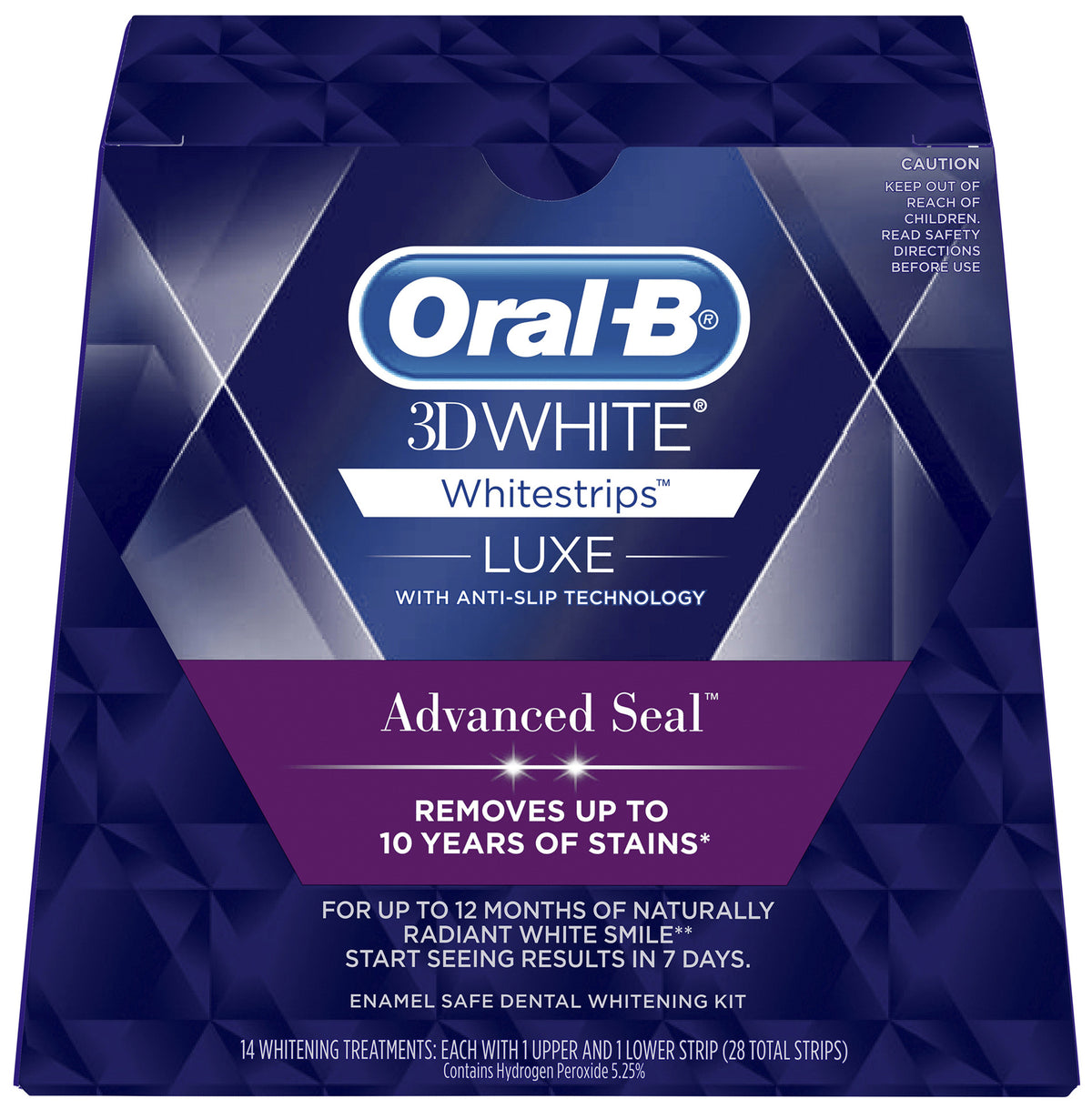 Oral-B 3DWhite Luxe Whitestrips Advance Seal, 14 Whitening Treatments