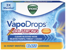 Vicks VapoDrops XtraStrong - 36 Honey Menthol Blast Lozenges