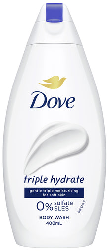Dove Body Wash Gentle Cleansing for Soft Skin Triple Hydrate Shower Gel with 0% Sulfate SLES 400