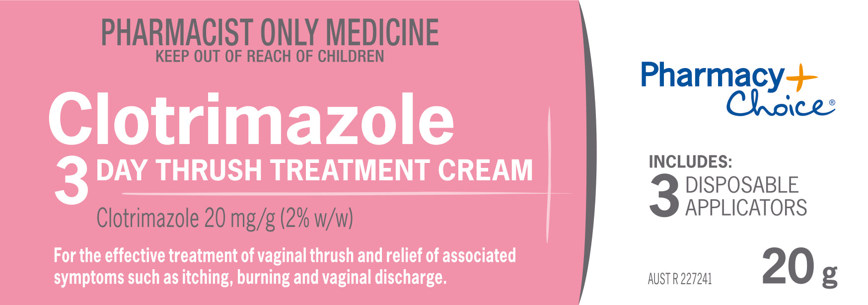 Pharmacy Choice - Clotrimazole Thrush Treatment 3 Day Cream 20g