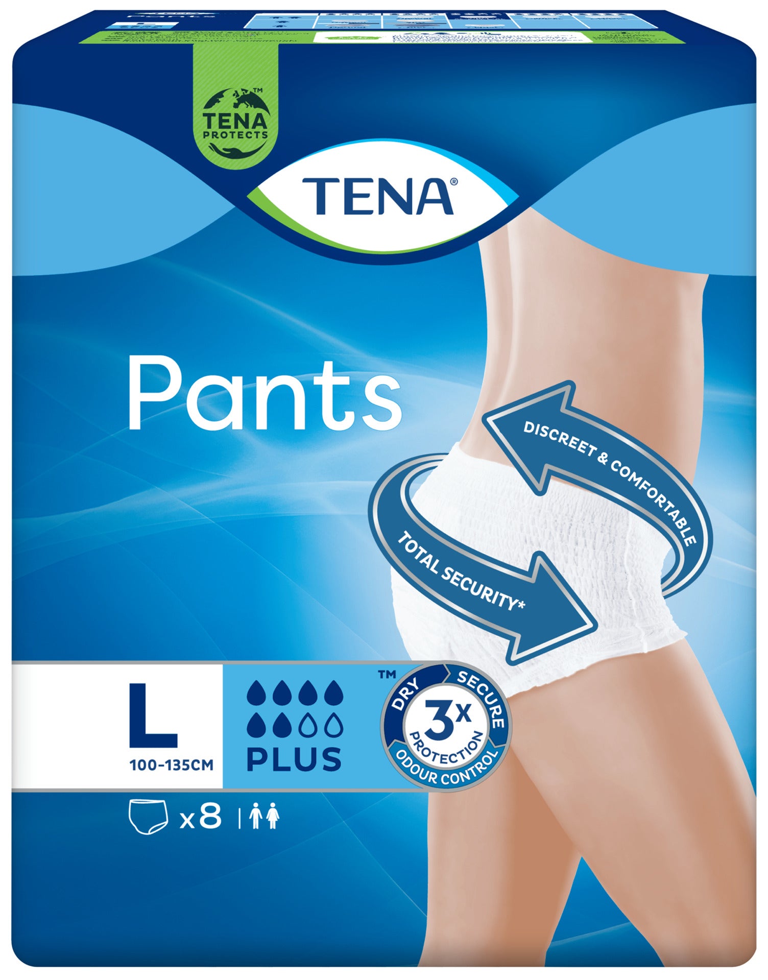 TENA Pants Plus Large (L) 8 Pack
