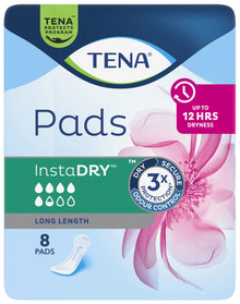 TENA Pads InstaDRY Long Length 8 Pack
