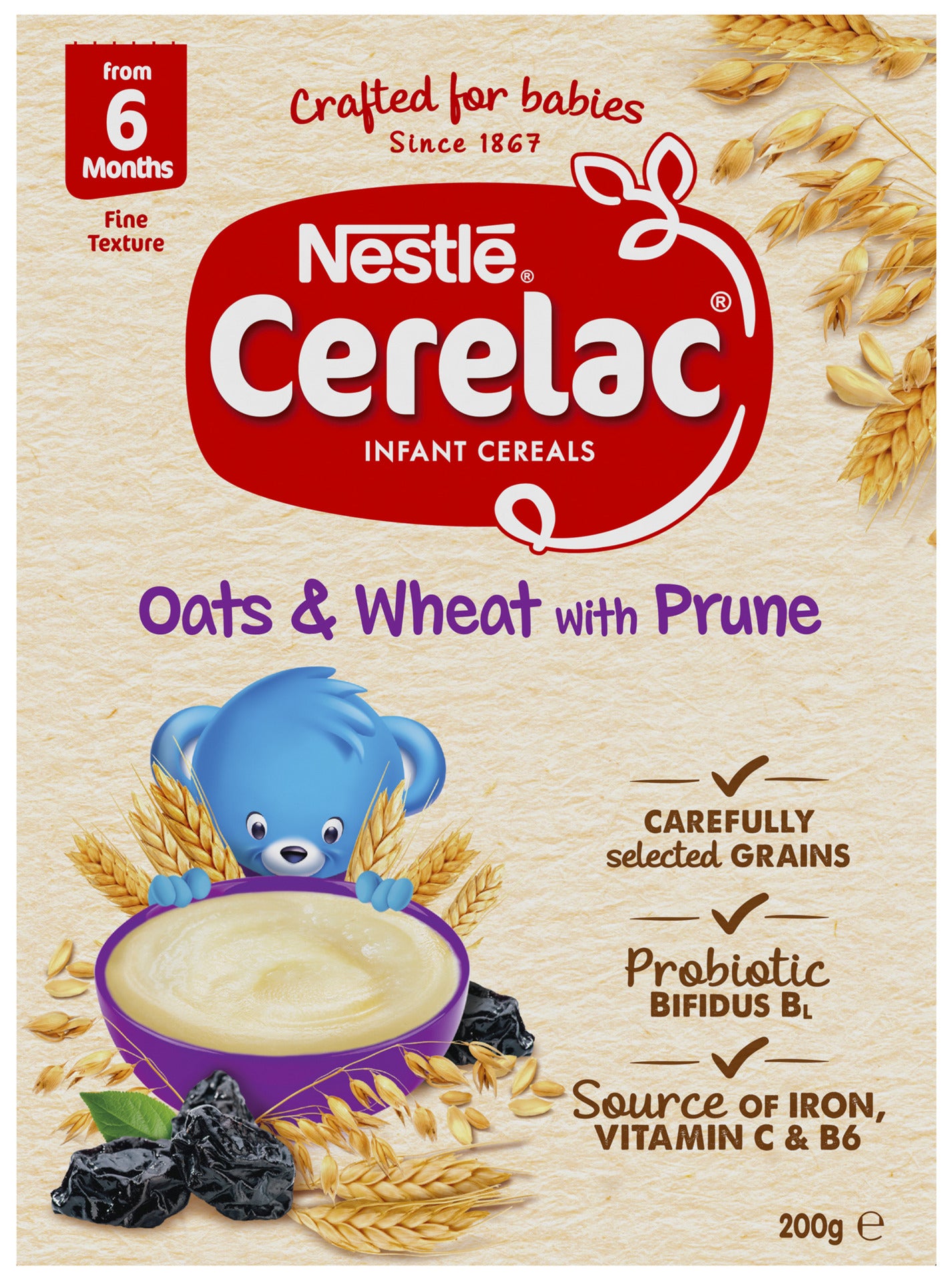 Nestle CERELAC Baby Cereal Oats & Wheat with Prune Baby Food From 6 Months 200g