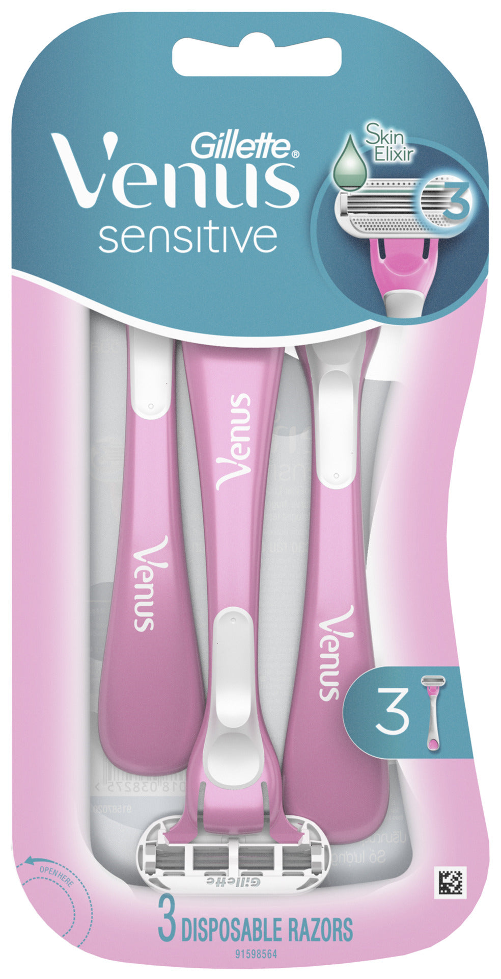 Gillette Venus Sensitive WomenS Disposable Razors, 3 Pack