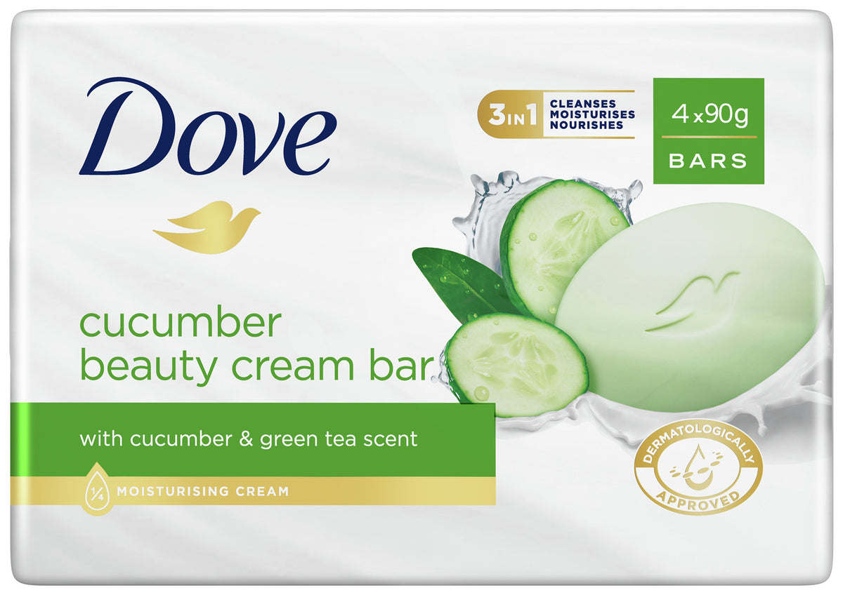 Dove Beauty Cream Bar for soft, smooth, healthy-looking skin Cucumber with ? moisturising cream 4