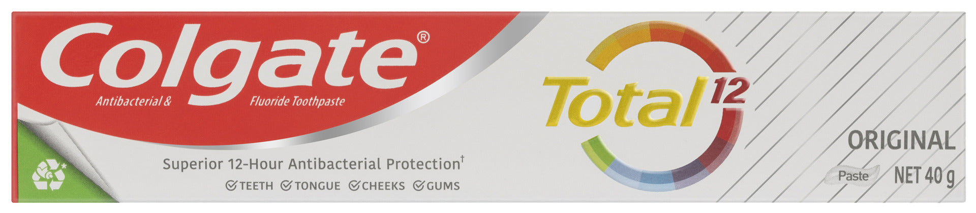 Colgate Total Active Prevention Original Toothpaste, 40g, Travel Size, Whole Mouth Health, Multi