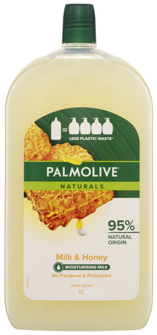 Palmolive Naturals Liquid Hand Wash, Milk & Honey, 1L Refill