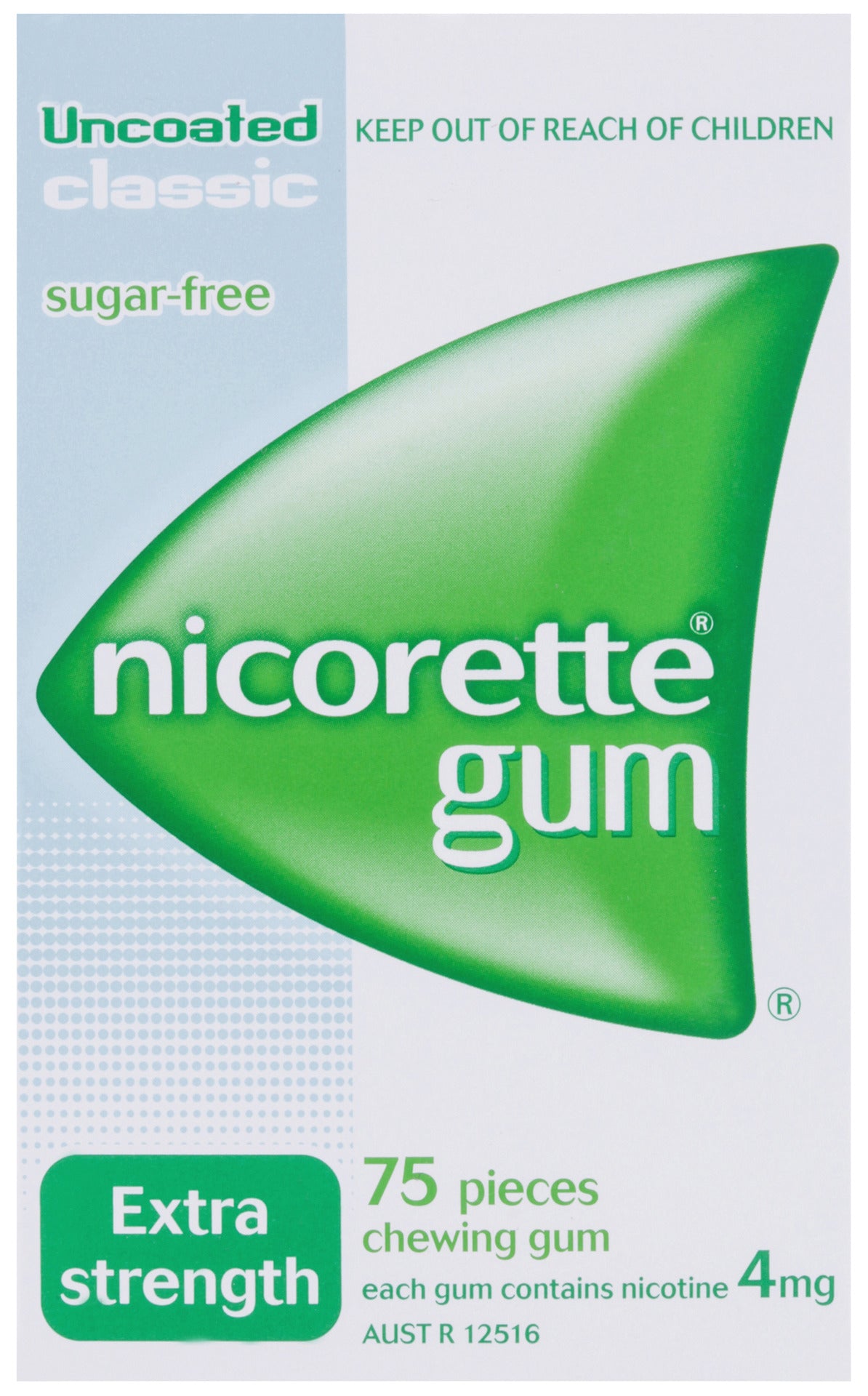 Nicorette Quit Smoking Extra Strength Nicotine Gum Classic 75 Pack