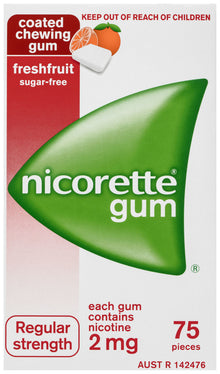 Nicorette Quit Smoking Regular Strength Nicotine Gum Freshfruit 75 Pack