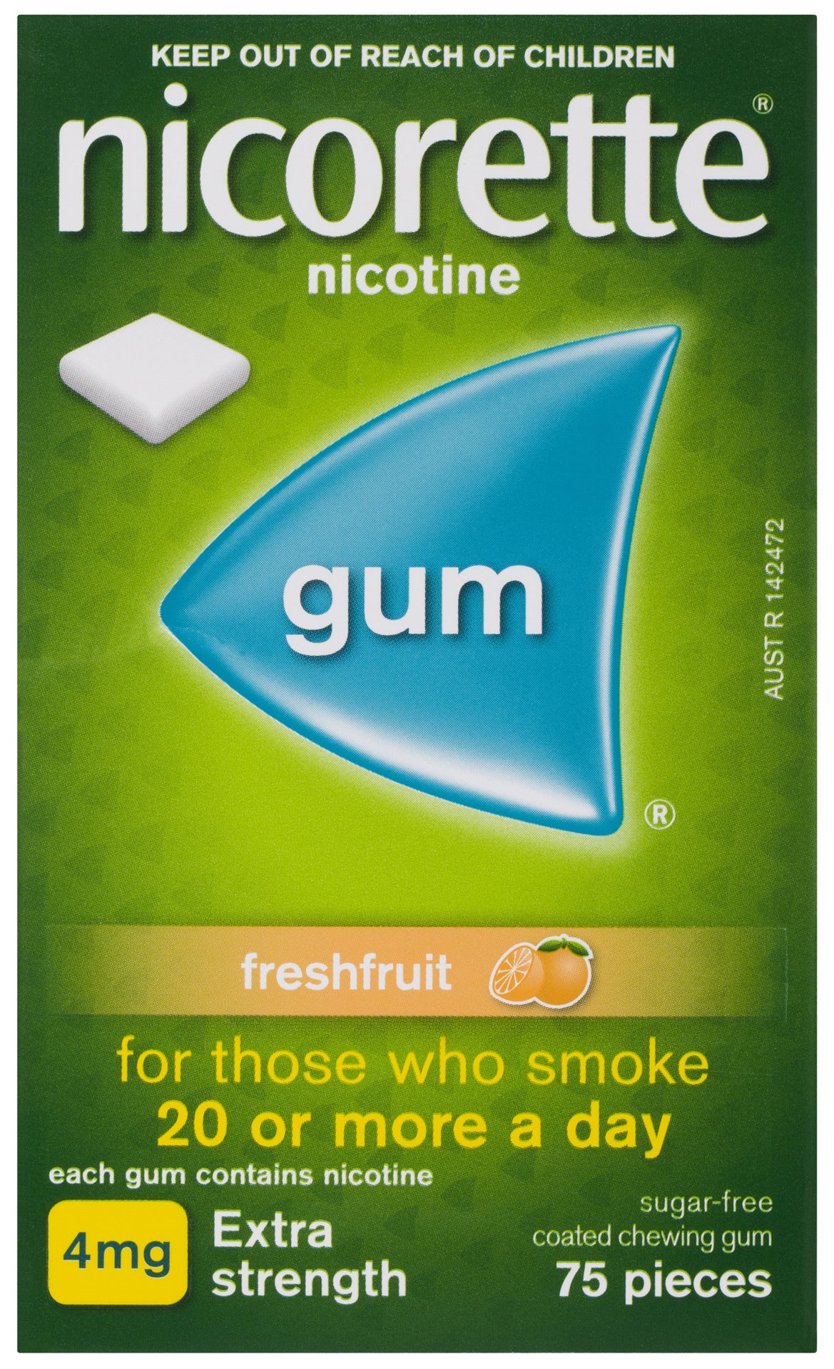 Nicorette Quit Smoking Extra Strength Nicotine Gum Freshfruit 75 Pack