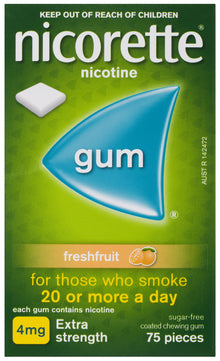 Nicorette Quit Smoking Extra Strength Nicotine Gum Freshfruit 75 Pack
