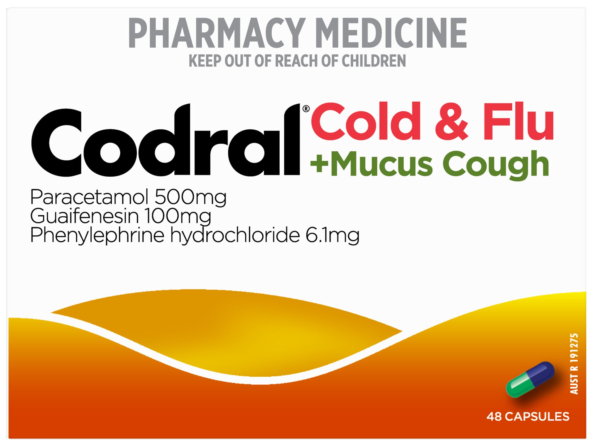 Codral Cold & Flu + Mucus Cough Capsules 48 Pack