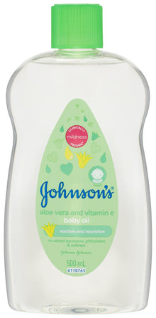 Johnson's Aloe Vera & Vitamin E Gentle Mild Soothing Moisturising Baby Oil 500mL