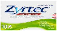 Zyrtec Rapid Acting Hayfever Allergy Relief Antihistamine Mini Tablets 10 Pack