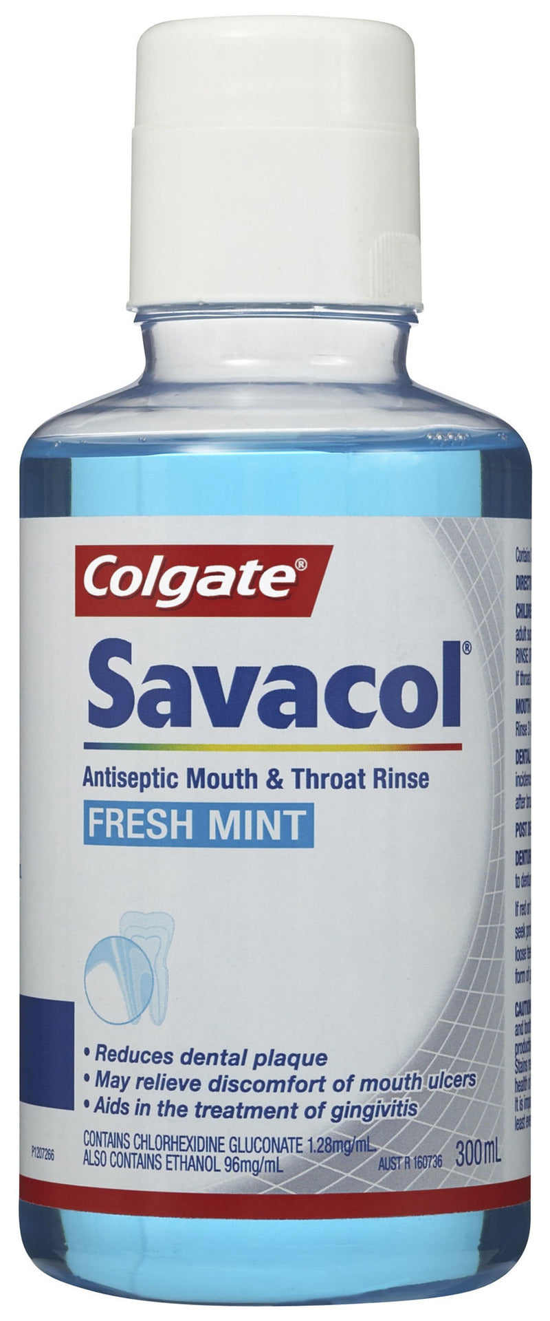 Colgate Savacol Antiseptic Mouth and Throat Rinse Mouthwash, 300mL, Fresh Mint